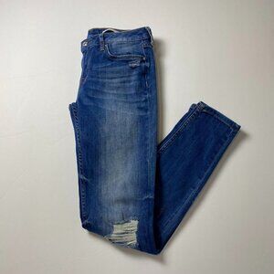 Zara, blue distressed Medium Rise Slim Fit skinny jeans, size 6/28
